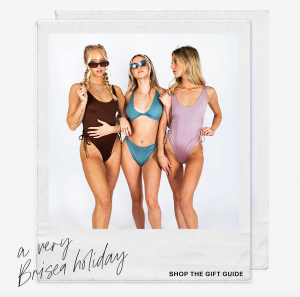 brisea swim sustainable swimwear fashion christmas shopping guide bikini and one pieces pink brown blue